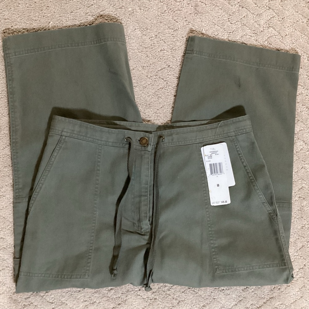 100% COTTON HARVEST GREEN HIGH RISE CAPRIS JONES NEW YORK SPORT WOMENS SIZE 8